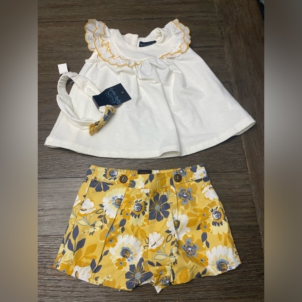 Cynthia Rowley Girl Sun Top Shorts Set w/ headband Toddler Size 18